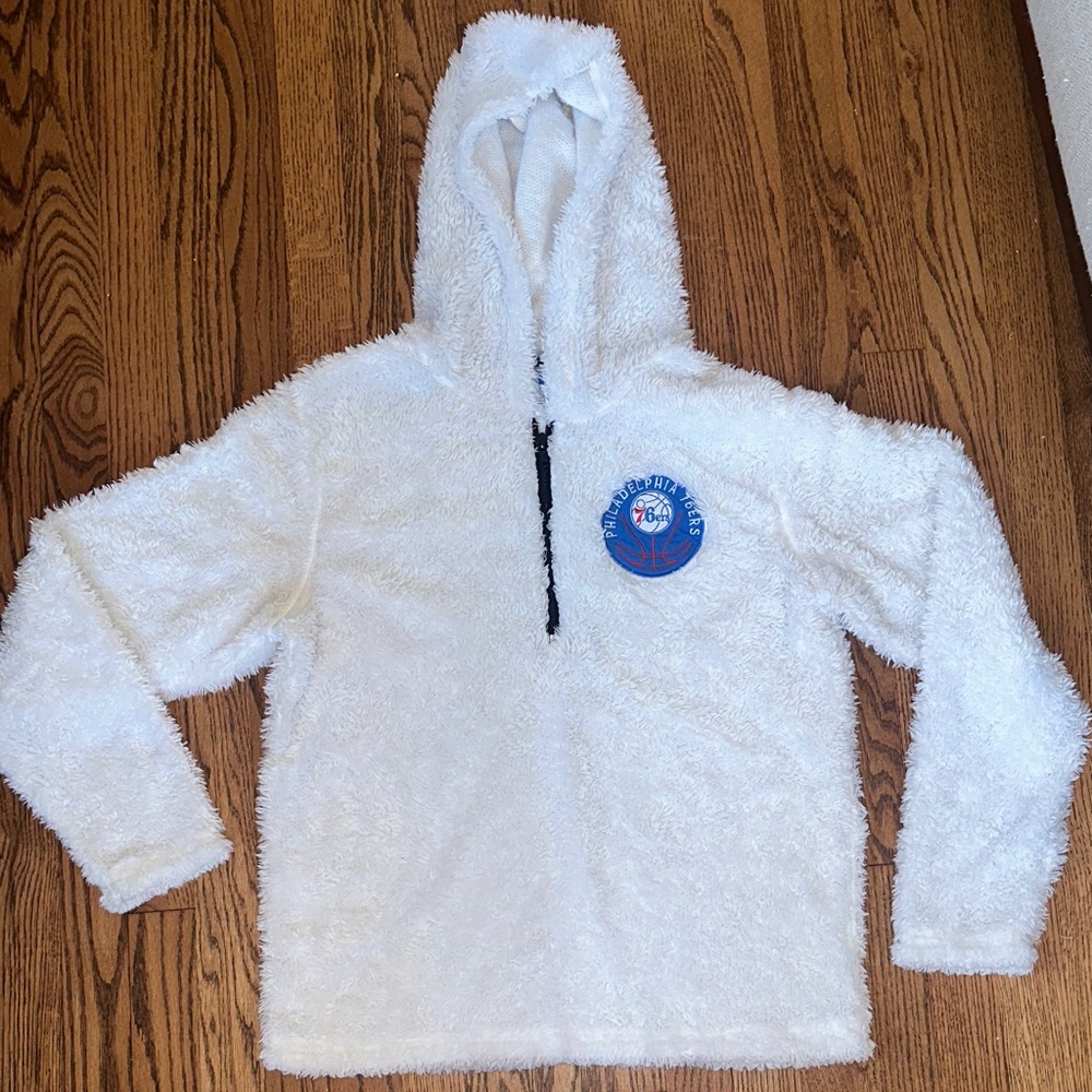 Philadelphia 76ers Fuzzy White Hoodie